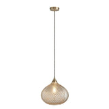 Champagne  textured glass pendant on antique brass (0711LIV1)