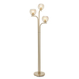 3 light Floor Lamp in Satin Brushed Gold with Champagne Glass (0711DIM91974)