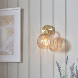 1 light Wall Light in Satin Brushed Gold with Champagne Glass (0711DIM91970)