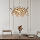 Aged gold branch chandelier with glass droplets (0711BRA81675)