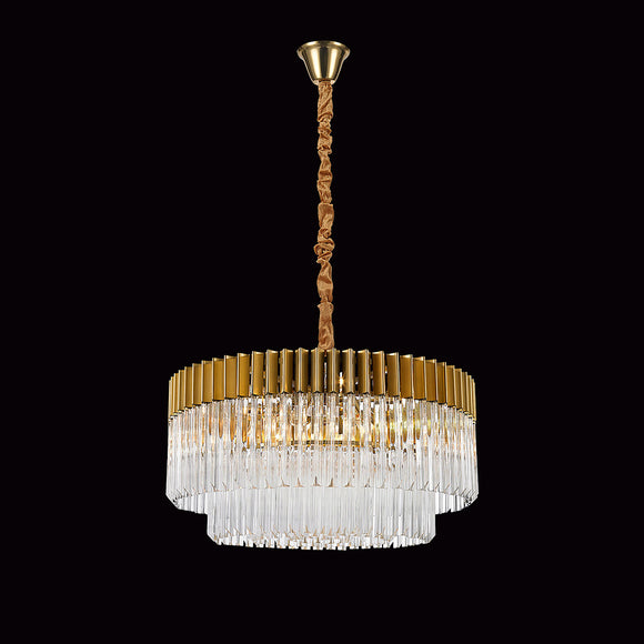 12 Light Ceiling Pendant in Brass finish with Clear Sculpted Glass (1230GEN79A)