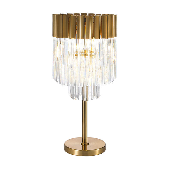 3 Light Table Lamp in Brass finish with Clear Sculpted Glass (1230GEN79C)
