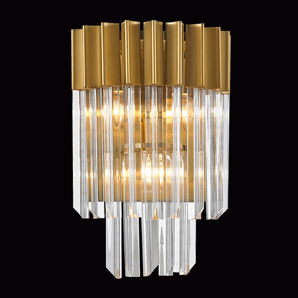 3 Light Wall Light in Brass finish with Clear Sculpted Glass (1230GEN79B)