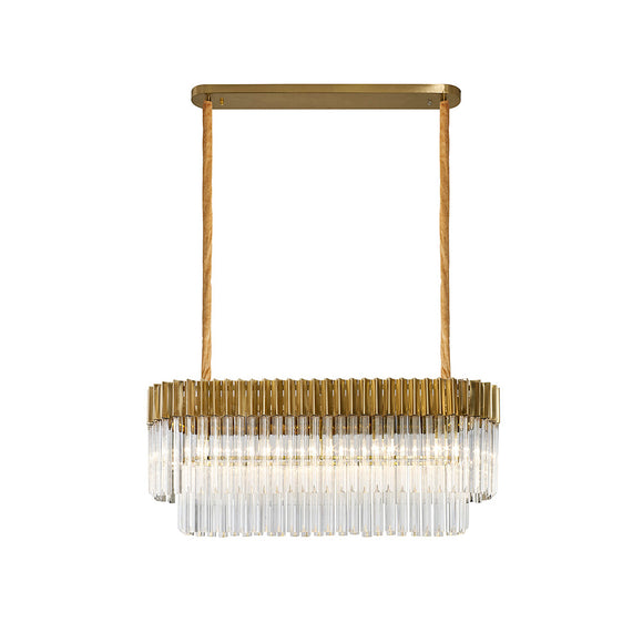 5 Light Rectangle Pendant in Brass finish with Clear Sculpted Glass (1230GEN31A)