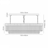 7 Light Rectangle Pendant in Matt Black finish with Clear Sculpted Glass (1230GEN59C)