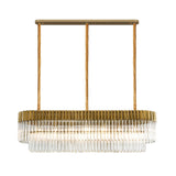7 Light Rectangle Pendant in Brass finish with Clear Sculpted Glass (1230GEN31B)