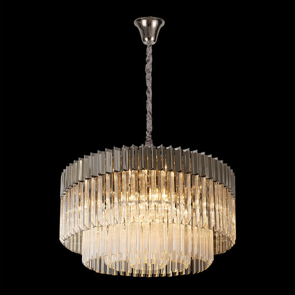 12 Light Ceiling Pendant in Polished Nickel finish with Clear Sculpted Glass (1230GEN37A)