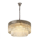 12 Light Ceiling Pendant in Polished Nickel finish with Clear Sculpted Glass (1230GEN37A)