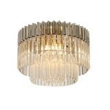 7 Light Flush Ceiling Light in Polished Nickel finish with Clear Sculpted Glass (1230GEN40B)