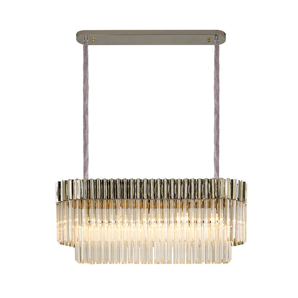 5 Light Rectangle Pendant in Polished Nickel finish with Clear Sculpted Glass (1230GEN39A)