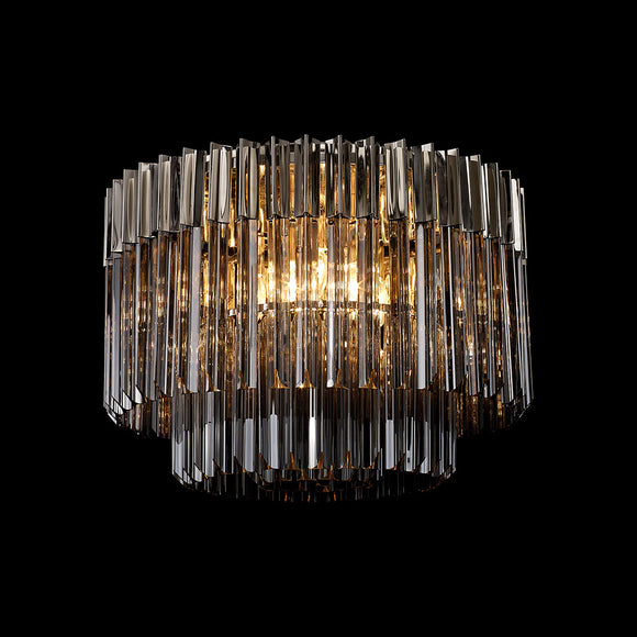 7 Light Flush Ceiling Light in Polished Nickel finish with Smoked Sculpted Glass (1230GEN57G)