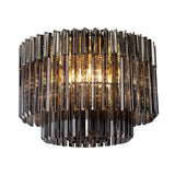 7 Light Flush Ceiling Light in Polished Nickel finish with Smoked Sculpted Glass (1230GEN57G)