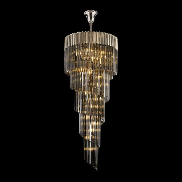 23 Light Ceiling Pendant in Polished Nickel finish with Smoked Sculpted Glass (1230GEN63G)