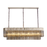 7 Light Rectangle Pendant in Polished Nickel finish with Smoked Sculpted Glass (1230KOL59G)