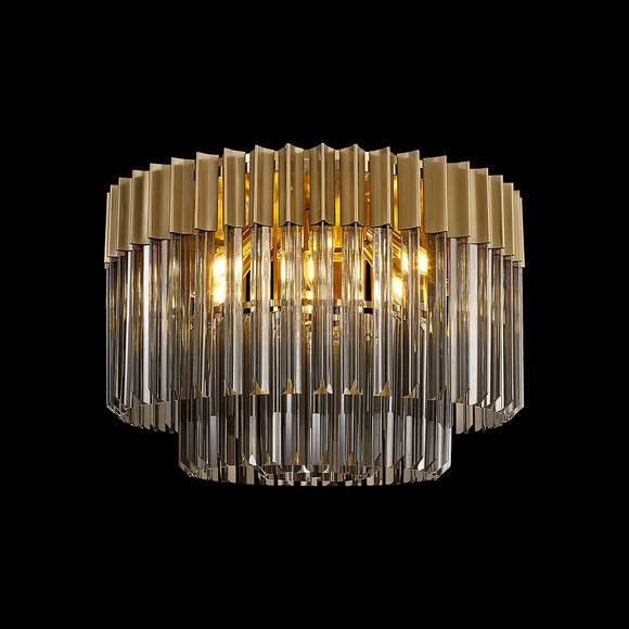 7 Light Flush Ceiling Light in Brass finish with Smoked Sculpted Glass (1230GEN57B)