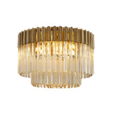 7 Light Flush Ceiling Light in Brass finish with Cognac Sculpted Glass (1230GEN57A)