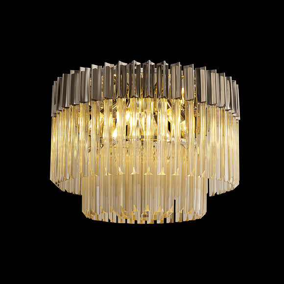 7 Light Flush Ceiling Light in Polished Nickel finish with Cognac Sculpted Glass (1230GEN57F)