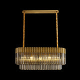 5 Light Rectangle Pendant in Brass finish with Smoked Sculpted Glass (1230GEN58B)