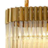 5 Light Rectangle Pendant in Brass finish with Cognac Sculpted Glass (1230GEN58A)