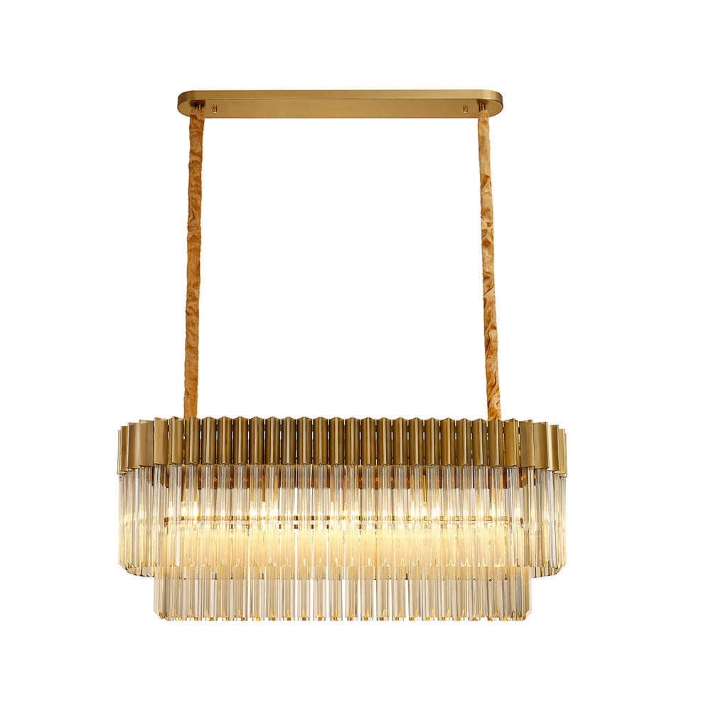 5 Light Rectangle Pendant in Brass finish with Cognac Sculpted Glass ...