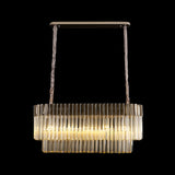 5 Light Rectangle Pendant in Polished Nickel finish with Cognac Sculpted Glass (1230GEN58F)