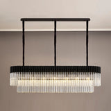 7 Light Rectangle Pendant in Matt Black finish with Clear Sculpted Glass (1230GEN59C)