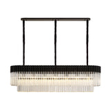 7 Light Rectangle Pendant in Matt Black finish with Clear Sculpted Glass (1230GEN59C)