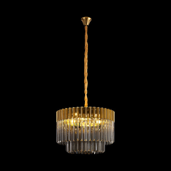 8 Light Ceiling Pendant in Brass finish with Smoked Sculpted Glass (1230GEN65B)