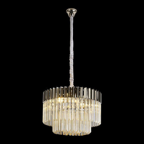 8 Light Ceiling Pendant in Polished Nickel finish with Cognac Sculpted Glass (1230GEN65F)