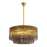 12 Light Ceiling Pendant in Brass finish with Smoked Sculpted Glass (1230GEN60B)