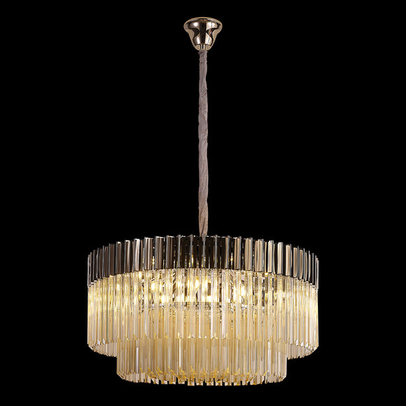 12 Light Ceiling Pendant in Polished Nickel finish with Cognac Sculpted Glass (1230GEN60F)