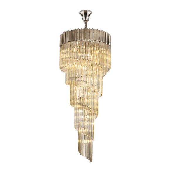 23 Light Ceiling Pendant in Polished Nickel finish with Cognac Sculpted Glass (1230GEN63F)