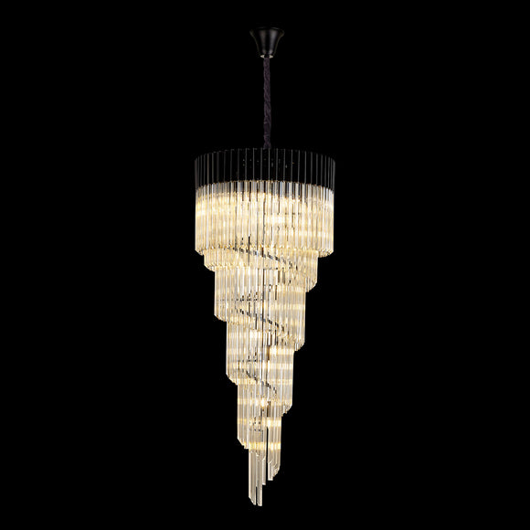 23 Light Ceiling Pendant in Matt Black finish with Cognac Sculpted Glass (1230GEN63D)