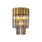 3 Light Wall Light in Brass finish with Smoked Sculpted Glass (1230GEN67B)