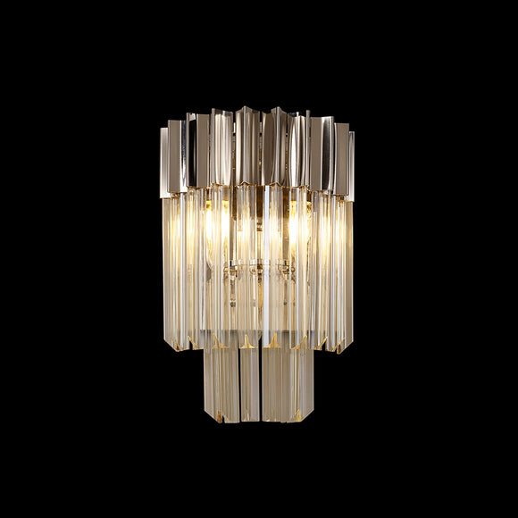 3 Light Wall Light in Polished Nickel finish with Cognac Sculpted Glass (1230GEN67F)