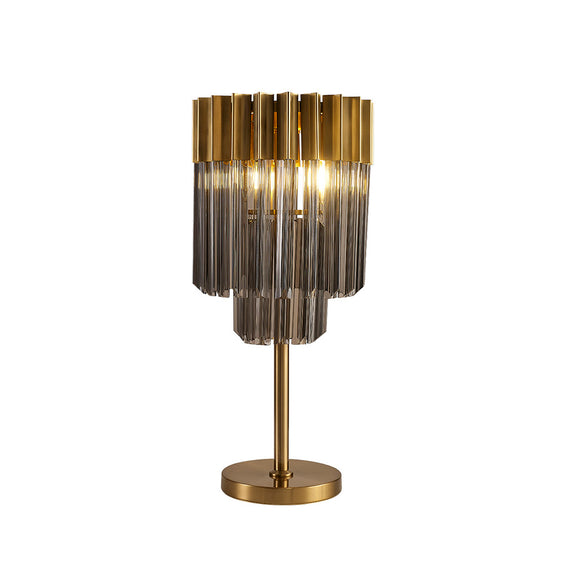3 Light Table Lamp in Brass finish with Smoked Sculpted Glass (1230GEN66B)