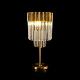 3 Light Table Lamp in Brass finish with Cognac Sculpted Glass (1230GEN66A)