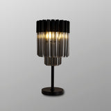 3 Light Table Lamp in Matt Black finish with Smoked Sculpted Glass (1230GEN66E)