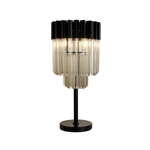 3 Light Table Lamp in Matt Black finish with Cognac Sculpted Glass (1230GEN66D)
