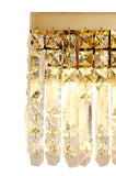 29x13cm Rectangular Small Wall Lamp, 2 Light E14, Gold/Crystal (1230HAL72C)
