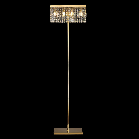 50x15cm Rectangular Floor Lamp, 4 Light E14, Gold/Crystal (1230HAL111D)