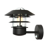 1 Light Security Outdoor Wall Lantern Upward - Black finish - IP44 (0178HELWBPIRBK)