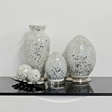 Mini Mosaic Glass Egg Lamp - White Flower (1459MOSLM71W)