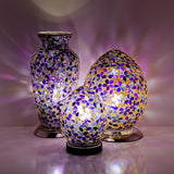 Mini Mosaic Glass Egg Lamp - Purple Flower (1459MOSLM71PL)