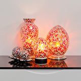 Mini Mosaic Glass Egg Lamp - Red Flower (1459MOSLM71R)