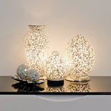 Mosaic Glass Egg Lamp - White Flower (1459MOSLM72W)