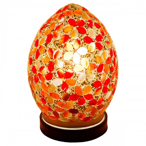 Mini Mosaic Glass Egg Lamp - Red Flower (1459MOSLM71R)