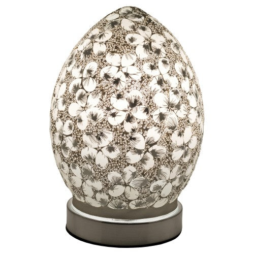 Mini Mosaic Glass Egg Lamp - White Flower (1459MOSLM71W)