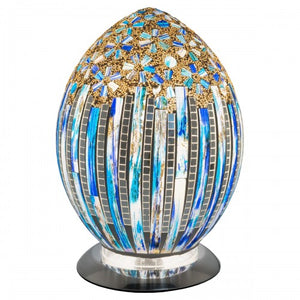 Mosaic Glass Egg Lamp - Blue Deco (1459MOSLM72BD)