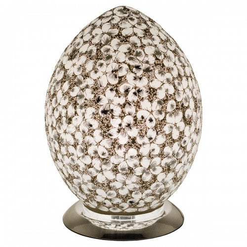 Mosaic Glass Egg Lamp - White Flower (1459MOSLM72W)
